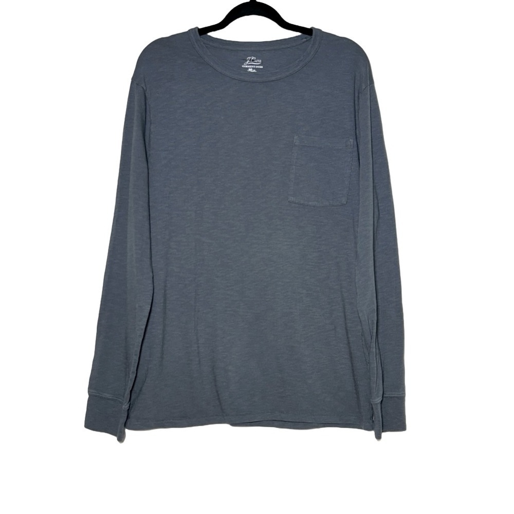 NEW J. Crew Garment-Dyed Slub Cotton Long-Sleeve Dark Gray T-Shirt w/ Pocket, XL - Picture 2 of 11
